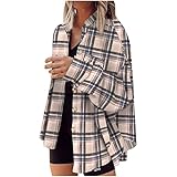 Kariert Hemd Jacke Damen Herbst/Winter Lässiges Karo-Print Langarm-Knopf-Strickjacke-Top