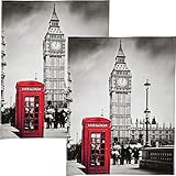 Erwin Müller Geschirrtuch, Küchentuch, Trockentuch im 2er-Pack mit Druckmotiv London, Big Ben Größe 50x70 cm - strapazierfähig, saugstark und langlebig, 100% Baumw