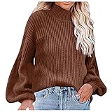 IFOUNDYOU Pullover Damen Winter Rundhals Sweatshirt Pulli Fledermausärmel Einfarbig Strickoberteile Sexy Herbst Elegant Langarmshirts Pullover Langarm Knitted Lässige Strickpullover Ob