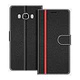 COODIO Handyhülle für Samsung Galaxy J5 2016 Handy Hülle, Samsung Galaxy J5 2016 Hülle Leder Handytasche für Samsung Galaxy J5 2016 Klapphülle Tasche, Schwarz/R