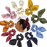 9er Pack Haargummis Haargummis Kaninchenohren Design Haarschleife Chiffon Pferdeschwanz Halter Wackelt Weich Elegante Elastische Haarbänder Haargummis, 9 Farb