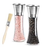 Newyond Salz und Pfeffermühle mit einstellbarem Keramik-Mahlwerk , Edelstahl Salzmühle und Gewürzmühle (2er-Set)