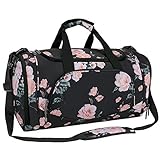 MOSISO Sport Gym Tasche Reisetasche mit Vielen Fächern, Wasserdicht Sporttasche Pfingstrose Seesack für Tanzen, Fitness, Sport und Reise mit Schuh Abteil, Schw