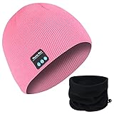 MISERWE Wireless Beanie Mütze V5.0 Unisex Herren Sport Hüte & Cap Winter Outdoor Sport Knit Cap Wireless Stereo Kopfhörer, rose, Einheitsgröß