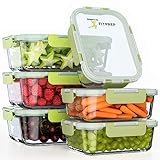 FITPREP® Frischhaltedosen aus Glas 12 teiliges Set [6 Vorratsdosen + 6 Deckel] Premium Glasbehälter mit Deckel & Lifetime Lasting Lid - perfekt für Meal prep