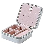 ledyoung Travel Jewelry Box für Frauen kleinen tragbaren Jewelry Box mit Spiegel, silberfarben, 10*10*5
