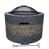 Wyxy Außenheizungen & Feuerstellen Grillschale Hinterhof Terrasse Gartenkamin mit Grillrost für Camping Picknick Lagerfeuer Terrasse Hinterhof Garten Strände Park