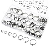 85 Stück 7-21mm Einzelohrschlauchschellen, Einstellbare Rohrschellen Sortiment Kit für Industrie, Autos oder Haushalt (304 Edelstahl)