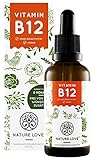 NATURE LOVE® Vitamin B12 Tropfen Vegan (1700 Tropfen, 50ml flüssig). B12 duo-aktiv: Methyl- & Adenosylcobalamin. Hoch bioverfügbar, laborgeprüft, ohne Zusätze, in Deutschland p