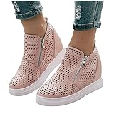 Dasongff Damen Schuhe Freizeitschuhe Flach Teenager Mädchen Mode Große Größe Hohle Outdoor rutschfeste Atmungsaktive Leichtgewicht Doppel Reißverschluss Elegant Casual Kurz Ankle S