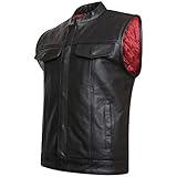 Soa Herren-Weste, echtes Leder, abgeschnittene Weste, Bikerweste Gr. X-Small, Schw