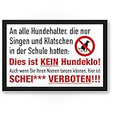 Komma Security Kein Hundeklo Kunststoff Schild lustig (Singen Klatschen) Kunststoff Schild Hunde kacken verboten - Verbotsschild Hundeverbotsschild Verbot Hundeklo Hundekot Hundehaufen Hundekack