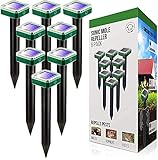 Solar Sonic Repeller Stakes 4PK Outdoor Repellent mit 5.000 Fuß Reichweite, Solarbetriebene Tierkontrolle, Nagetierabweisend und Abschreckung für Maulwurf, Vole, Gopher QNQ0902 ( Size : 8 Count )