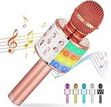 Cvozo Karaoke Mikrofon, 4 in 1 Drahtloses Bluetooth Mikrofon für Kinder, Lustige Geschenke Spielzeug für Teenager Mädchen Jungen, Tragbares KTV Lautsprecher Recorder für ios/Android/PC