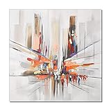 ZNYB Bilder Kunstdrucke Auf Leinwand Abstrakte Stadt Gebäude Straßen Menschen Ölgemälde 100% Hand gemalt auf Leinwand dekorative Moderne Wand Kunst Bilder für Wohnk