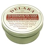 DELARA Hochwertiger Pflegebalsam für Leder mit Jojoba und Bienenwachs - schützt Glattleder wirksam vor Austrocknung und Oxidation, Farbe: Schwarz - 150 ml - Made in Germany