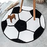 Kinderteppich, Fußball, rund, Teppich, Bodenstuhl, Matte für Kinderzimmer (Fußball, 0,8 m)
