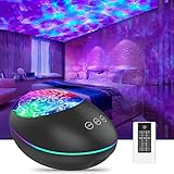 Famkrw Sternenhimmel Projektor Wasserwellen,Ferngesteuerte Dimmbar Projector Light Mit USB Kable,Star Projector Sternlicht Nachtlicht Mit Bluetooth Lautsprecher Und Timer,Kinder Erwachsene,Schw
