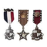 MagiDeal 3 Stücke Vintage Herren Sterne Medaille Abzeichen Kleidung Mode Kostüm Marine B