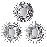 Spiegel Rund Silber 3 Stück - BONNYCO | Spiegel Klein Wanddeko Wohnzimmer Haus und Schlafzimmer | Spiegel Wand zum Aufhängen und Dekorieren | Spiegel Vintage Originelles Geschenk für Frauen und M