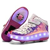 CBA BING LED-Rollschuh-Schuhe mit Doppelrollen, LED-Leuchte, Doppelrad-Schuhe, einziehbar, Outdoor-Sp