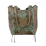 American West Damen Tragetasche mit Reißverschluss, Braun (Used-Look, Anthrazitbraun), Larg