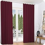 Beautissu 2er Set Gardine Thermovorhang Amelie 140x245 cm Bordeaux - Kräuselband Gardinen mit Kälteschutz & Wärmeisolierend - Thermogardine mit Universalband, Verdunkelungsvorhang W