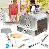 Outdoor Pizzaofen Inkl Pizzastein, Outdoor Gas Pizzaofen aus Edelstahl für Garten, Pellet Pizza Oven, BBQ Pizza Maker für Outdoor Backyard Cooking Garten Terrasse H