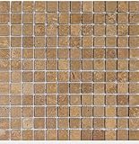 Mosaikfliese aus Walnuss Noce Chocolate Travertin, quadratisch, getrommelt, Box mit 5 Bögen, 5 m²