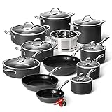 ProCook Professional Anodised Kochgeschirr Set - 12-teilig - mit Antihaftbeschichtung - Induktion - mit Glasdeckel - Non-Stick - Top