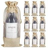 Jutebeutel Wein, 10 Stück Organza Flaschenträger Geschenkverpackung Jutesäckchen mit Kordelzug für Geburtstags Hochzeits Festival Weinprobe Party Gefälligkeiten,36 cm x 16