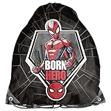 P A S O KINDER TURNBEUTEL / SPORTBEUTEL 36x32 cm - SPIDER-MAN - SCHWARZ / ROT