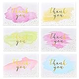 Dankeskarten, 12 Stück Aquarell Grußkarten mit Umschläge und Sticker Set, Thank You Cards, Klappkarten Grußkarten für Hochzeit Geburtstag Baby Taufe Party(15x10cm)