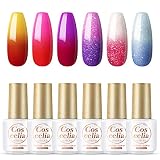 COSCELIA 6 Farben UV Farbwechsel Gel Nagellack Set 7ML Thermo Shellac Gellack Kit Chamäleon Gel Polish S