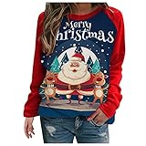 Christmas Sweater Weihnachten Pullover Damen Rentiermuster Weihnachtspullover Familie Set Christmas Xmas Weihnachtsmann Reindeer Drucken Strickpullover Unisex Sweatshirt Teenager Mädchen Lang