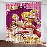 Fgolphd Disney Princess Meerjungfrau verdunkelungsvorhang wasserdichter Stoff gardinen für kinderzimmer,Ösen Oben für gardinen?3D-Digitaldruck 100% Polyester (5,280×180(BxH) cm)