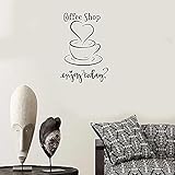 Genießen Sie heute Zitat Wandaufkleber Kaffeetasse Wandtattoo Wohnkultur für Café Dessert Shop Vinyl Kunstwand DW 55X38