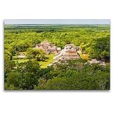 CALVENDO Premium Textil-Leinwand 120 cm x 80 cm quer, Versteckt im dichten Urwald - die Maya-Ruinenstätte von Ek Balam | Wandbild, Bild auf Keilrahmen. von Ek Balam, Yucatan, Mexiko Orte O