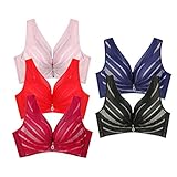 3PC/5PC Mode Damen BHs ohne Stahlring Frontschnalle Dünner BH Sexy Spitze Unterwäsche Weibliche Nahtlose Solide Übergröße Dessous für Frauen Damen Gr. 85C , E-5PC