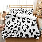 KAQQK 3D-Leopard-Textur-Design, Doppelbett, Bettbezug, King-Size-Bettbezug-Set Mit Bettbezug Und Kissenbezug, Weiches Mikrofaser-Bettwäsche-Set Mit Reißverschluss 220x240