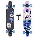 PLAYSHION Longboard 39 Zoll, mit ABEC-9 Kugellagern, Drop-Through Freeride Skateboards C