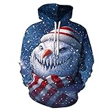 ZYHOOD Weihnachten Pullover Schneemann Druck Herren Unisex Kaputzenpullover 3D Druck Hoodie Sweatshirt Männer Long Sleeve Christmas Pulli Sweater Taschen Jumper Tops Weihnachtspullover Sweatjack
