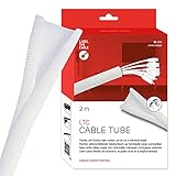 LABEL THE CABLE Flexibler Robuster Kabelkanal - Selbstschließender Zuschneidbarer Kabelschlauch für das Perfekte Kabelmanagement - LTC Cable Tube - 2 m - Weiß - LTC 5120