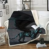 Fleece Wohndecke Black, Animal Tiger Wings 150*200cm 3D Bedruckt Decke Flanell Fleecedecke warme Überwurf Decke für Kinder und Erwachsene für Sofa, Wohnzimmer, S