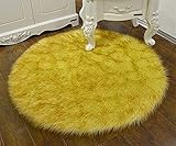 LIVEINU Kunstpelz Hochflor Shaggy Teppiche Runde für Wohnzimmer Esszimmer Gästezimmer Jugendzimmer Babyzimmer mit 6 cm Florhöhe Langflor Lammfell Shaggy Teppich 30cm Gelb G