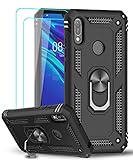 LeYi für Huawei Y6 2019/Y6s (2019) Hülle Honor 8A Handyhülle mit Panzerglas Schutzfolie(2 Stück), 360 Grad Ringhalter Cover TPU Schutzhülle für Case Huawei Y6 2019 Handy Hüllen Schw