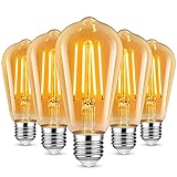 Defurhome Edison LED Vintage Glühbirne, E27 ST58 Warmweiß(2500K), 700 Lumen, 6W (ersetzt 60W) Ideal für Nostalgie und Retro Beleuchtung im Haus Café Bar- 5 Stück