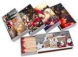 jameitop® 5 x 50er Packungen XL Streichholzschachteln, 10cm mit Weihnachten/Christmas Design Streichhölzer Zündhö
