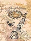 Thought Notebook: The theme of an old vintage car, combined with the art of careful and aesthetic writing. Autumn colors. Lined notebook