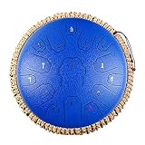 Stahlzungentrommel 15 Töne, Stahl Handtrommel Schlaginstrument Handpan Drum Instrument 14 Zoll Stahl Hand Drum mit Soft Hand Pan Bag, 2 Handpan Hammer für Freizeit und Unterhaltung